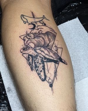 Turtle and wave geometric piece for Tom 🐢 Whale not by me