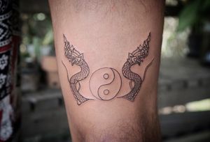 𝙄𝙂: 𝙣𝙖𝙩𝙚_𝙩𝙝𝙖𝙞𝙡𝙖𝙣𝙙 🌿 Fine line Thai Naga tattoo by a Thai tattooer at Baan Khgaee Tattoo Chiang Mai, Thailand