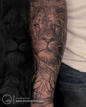 Custom Lion Tattoo done by Piyush Kumar at Circle Tattoo Delhi