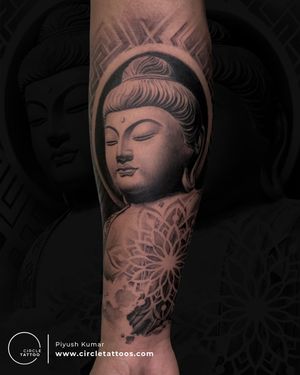 Buddha Tattoo done by Piyush Kumar at Circle Tattoo Delhi