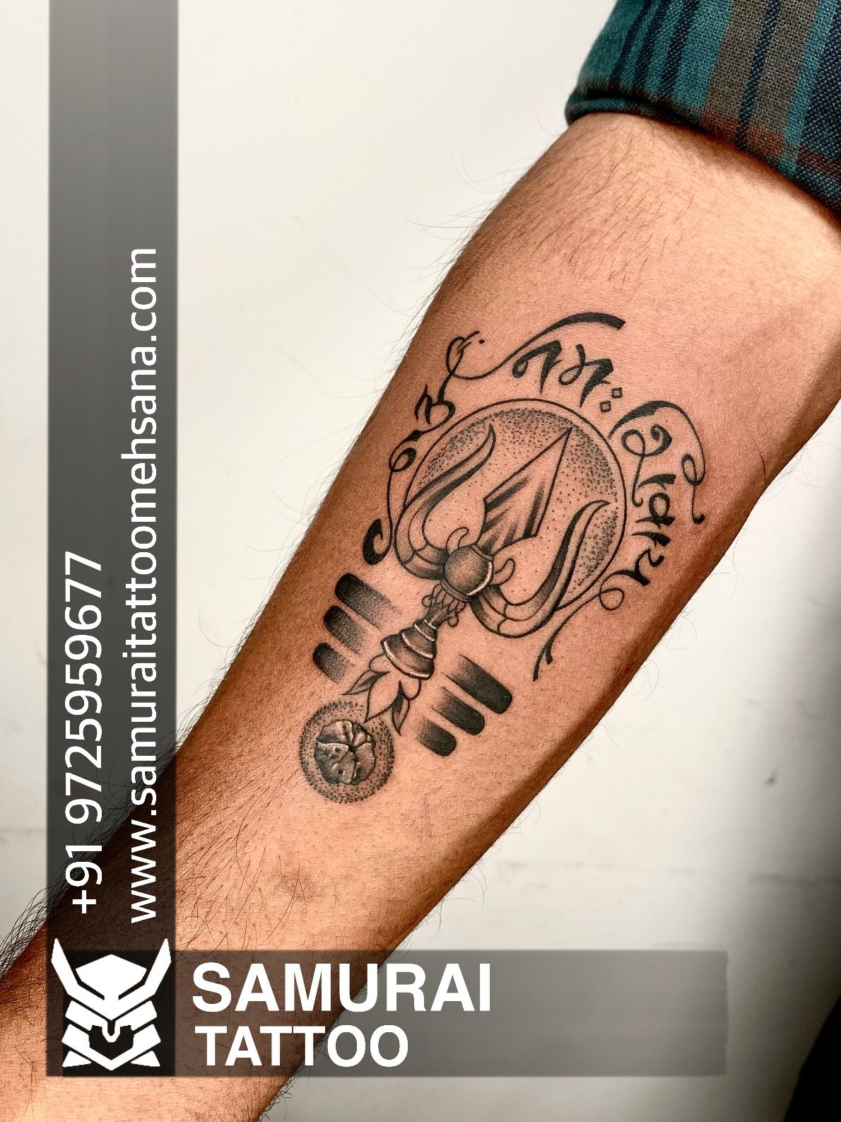 Trishul Tattoo | trishul with damru tattoo | shiva tattoo | samurai tattoo  mehsana | Hand tattoos for guys, Forearm band tattoos, Left hand tattoo