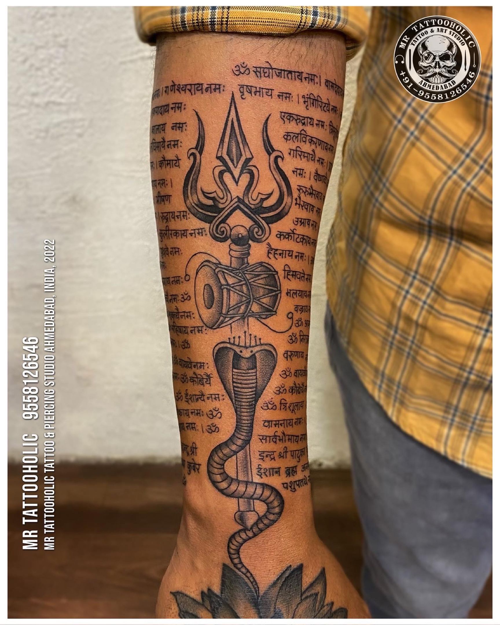 Trishul tattoo with Damru Divine Tattoo Rajkot  8153995995     moj  rajkot tattoo explore reels artist tattoos tattooart  Instagram