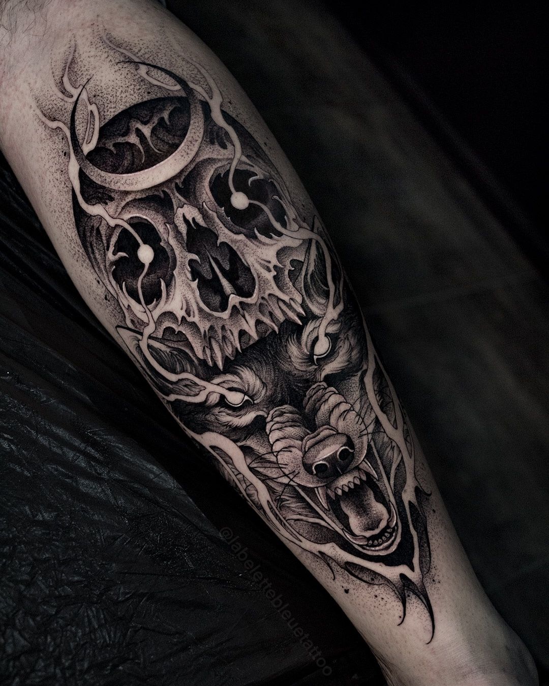 Arm Black  Gray Wolf tattoo at theYoucom