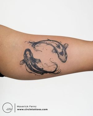 Custom Koi Fish Tattoo done by Maverick Fernz at Circle Tattoo India