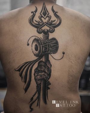 trishul tattoo on full back / by level ink tattoos in delhi 