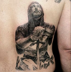 Tatuaje Caballero templario hecho en Studio A Tattoos La Plata Argentina por Facundo Pereyra Ochi @studio_a_tattoo