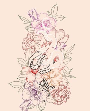 Looking for someone to do a larger piece that starts on my thigh and up over my hip. Here’s a rough sketch of what I’m wanting.