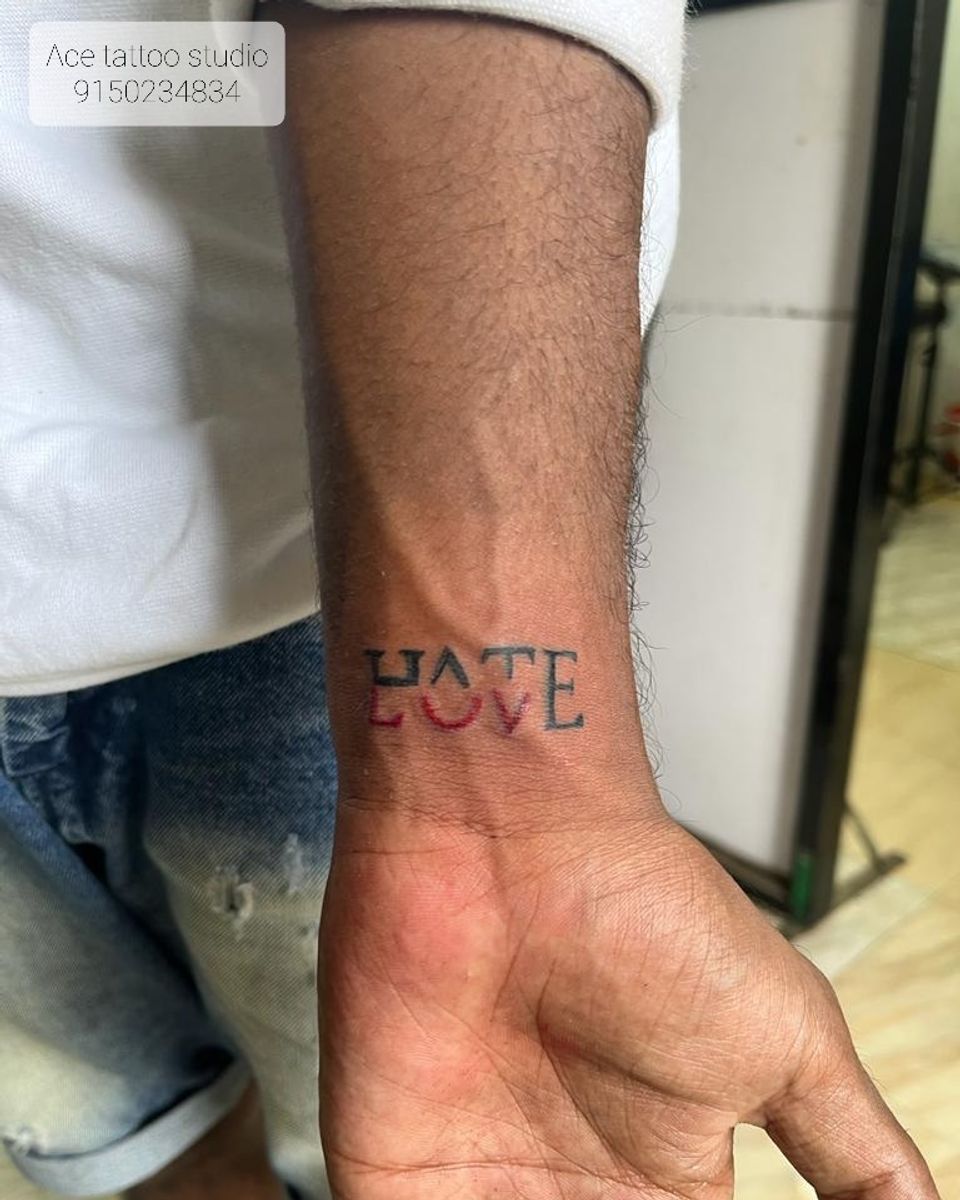 Tattoo uploaded by Ace • hate love tattoo • Tattoodo