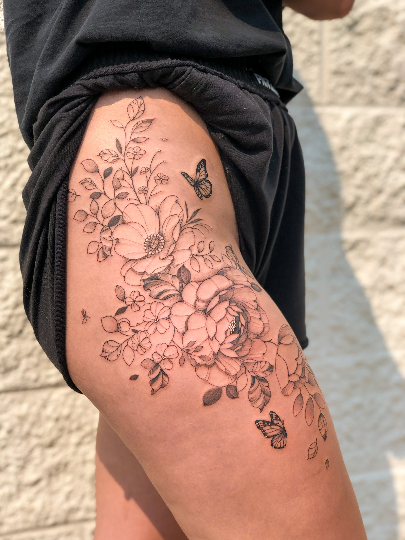 Tattoo uploaded by Karina Mayorga  Black and grey Peonies to cover spider  veins  Tattoodo