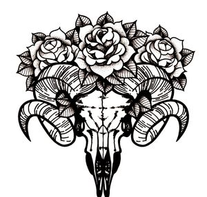 Floral Ram Skull