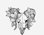 Floral Ram Skull