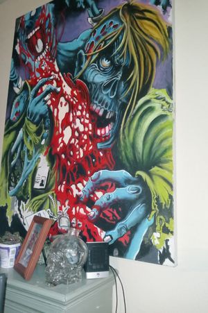 This is one of a series that I've painted. 4 foot in hight. Acrilic.