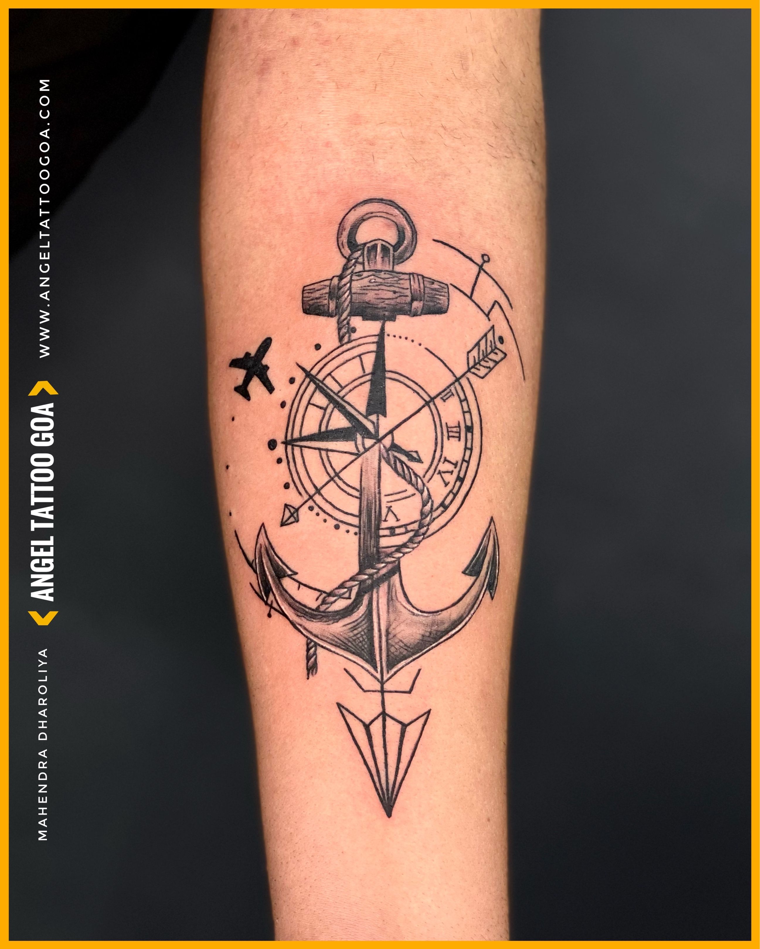 Tattoo uploaded by Angel Tattoo Goa - Best Tattoo Artist in Goa • Anchor  With Compass Tattoo By Mahendra Dharoliya At Angel Tattoo Goa, Best Tattoo  Artist in Goa, Best Tattoo Studio