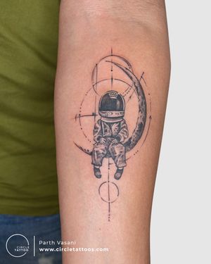 Astronaut Tattoo done by Parth Vasani at Circle Tattoo India