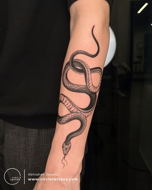 Snake Tattoo done by Abhishek Saxena at Circle Tattoo Delhi