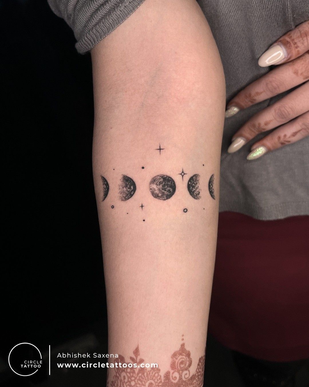 Geometric Moon Phases and Butterfly | Semi-Permanent Tattoo - Not a Tattoo