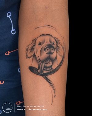 Dog Portrait Tattoo done by Shubham Wakchoure at Circle Tattoo India