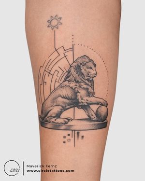 Custom Lion Tattoo done by Maverick Fernz at Circle Tattoo India