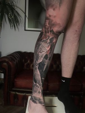 Greek & Roman Warriors Leg Tattoo