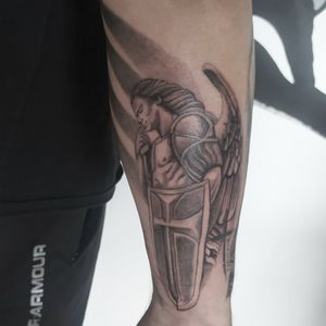 Tattoo de Arcangel San Miguel en el brazo 