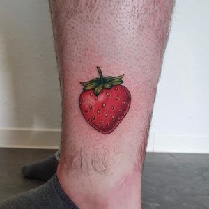 Colorful strawberry tattoo