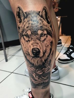 Wolf and mountain done the other day!