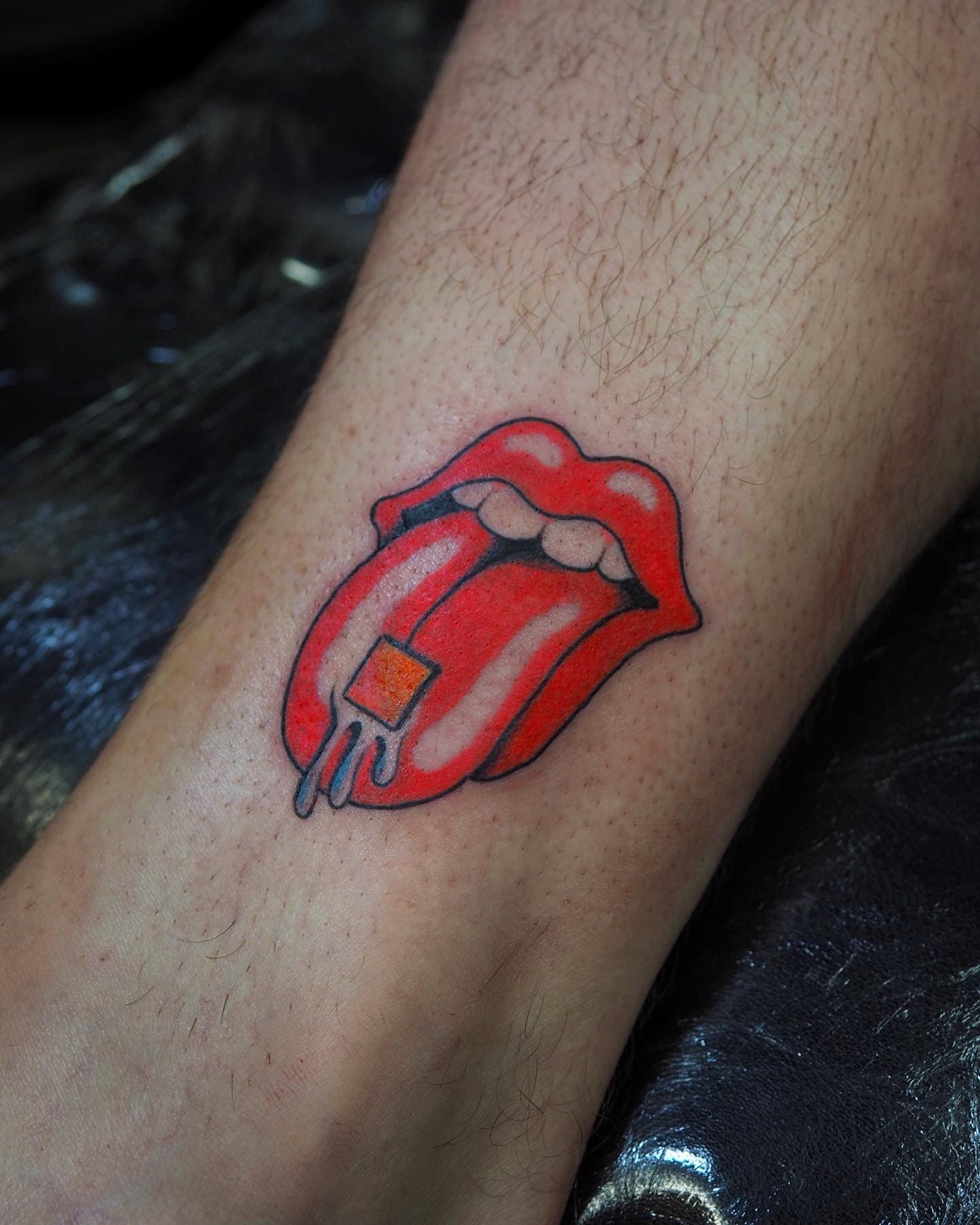 Rolling Stones Flaming Tattoo Tongue Tee  Emporium Streetwear