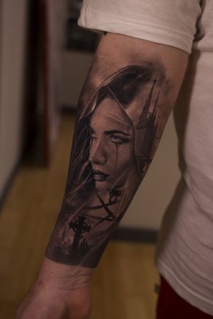 Goth Goth-chick witch Tattoo Realistic Portrait