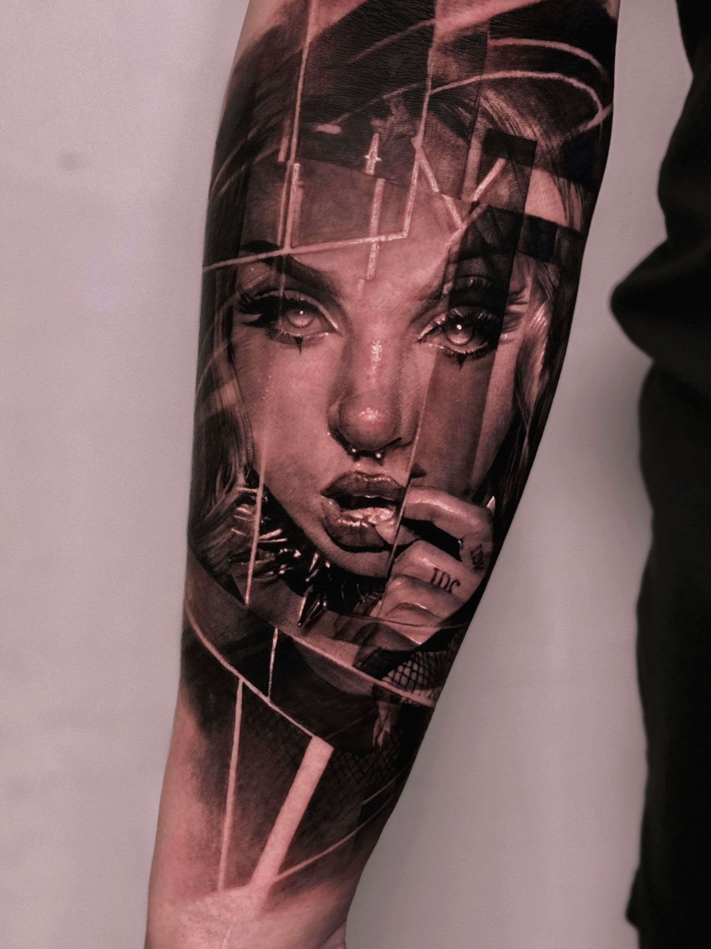 Realistic young Michael Jackson portrait tattoo on the
