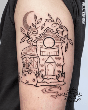 Illustrative Abstract House Tattoo by Kirstie at KTREW Tattoo - Birmingham UK