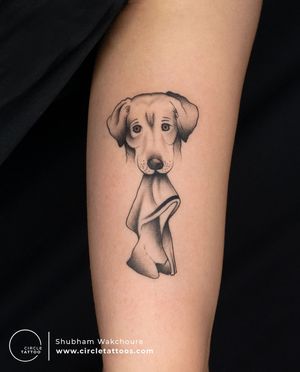 Dog Portrait Tattoo done by Shubham Wakchoure at Circle Tattoo India