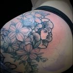 Stunning fusion of floral and feminine motifs in bold blackwork style by renowned tattoo artist David Barclay. #Floral