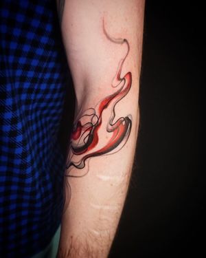 Unique watercolor style tattoo with sketchwork motif by artist Aygul, perfect for the forearm.