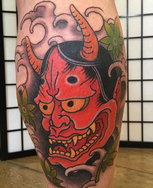 Experience the fierce beauty of a Hannya mask intertwining with graceful waves in this illustrative masterpiece by Kiko Lopes.
