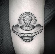 Alien in UFO Tattoo