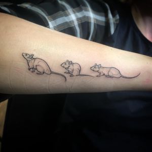 Get a unique and detailed rat tattoo on your forearm with fine line work and illustrative style by tattoo artist Aygul. Stand out with this trendy design!