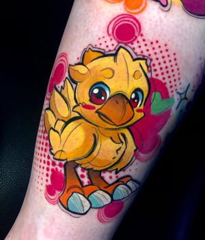 Get a unique forearm tattoo by Cloto.tattoos combining a heart, pattern, and duck in stunning watercolor style.