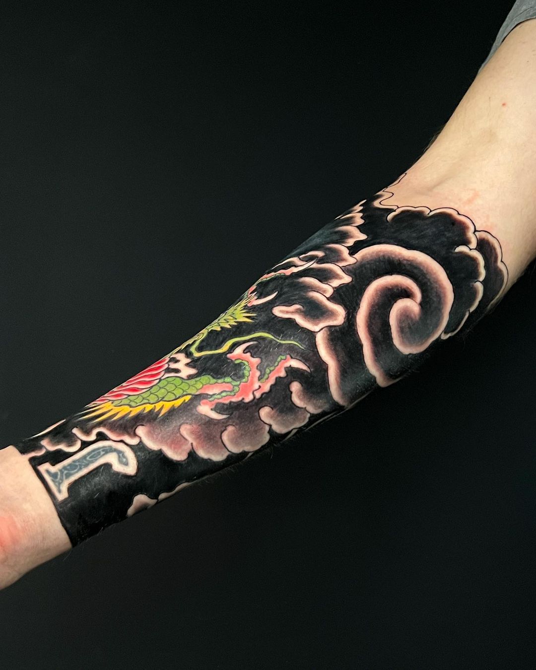 Japanese Dragon Sleeve Tattoos Full Color Traditional Japanese Dragon