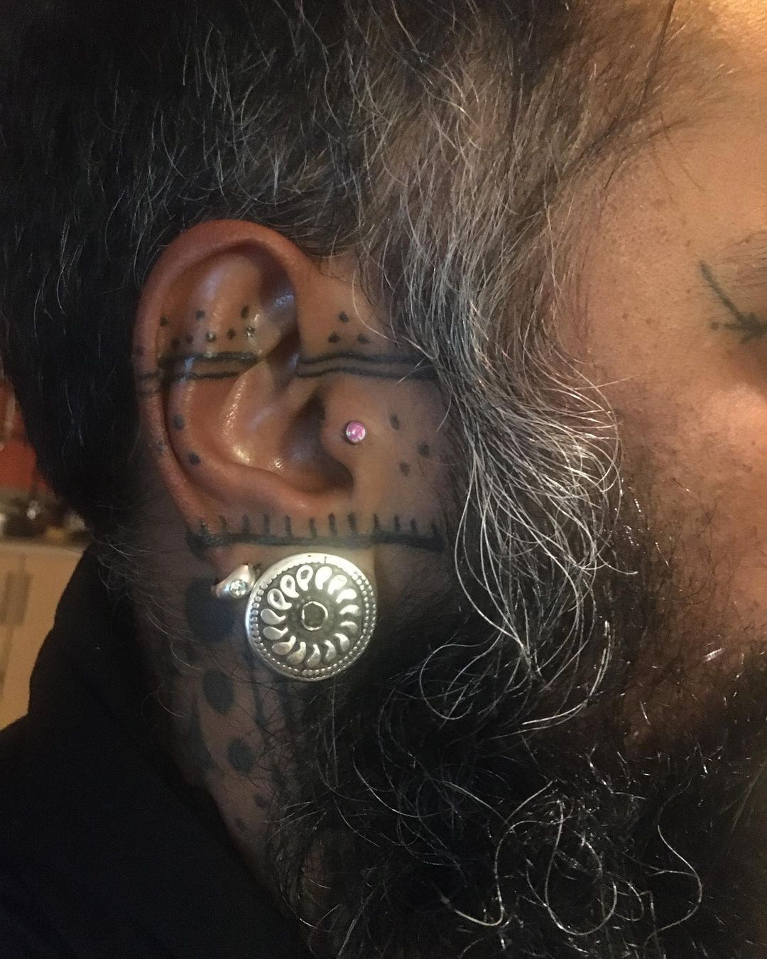 behind ear in Blackwork Tattoos  Search in 13M Tattoos Now  Tattoodo