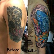 Koi Fish Cover-up Tattoo