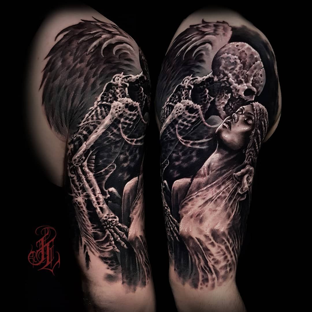 Bark bijouterie  Realistic Temporary Winged Death Angel Tattoo Tattoo