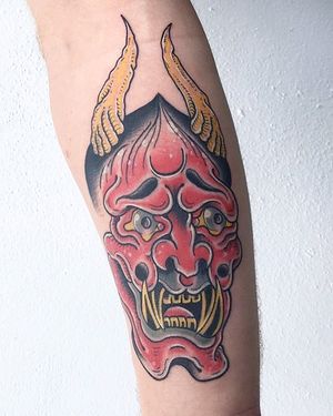 Experience the traditional Japanese artistry with this striking hannya forearm tattoo by Matthew Ono. Immerse yourself in the intricate details and rich symbolism of the hannya mask.