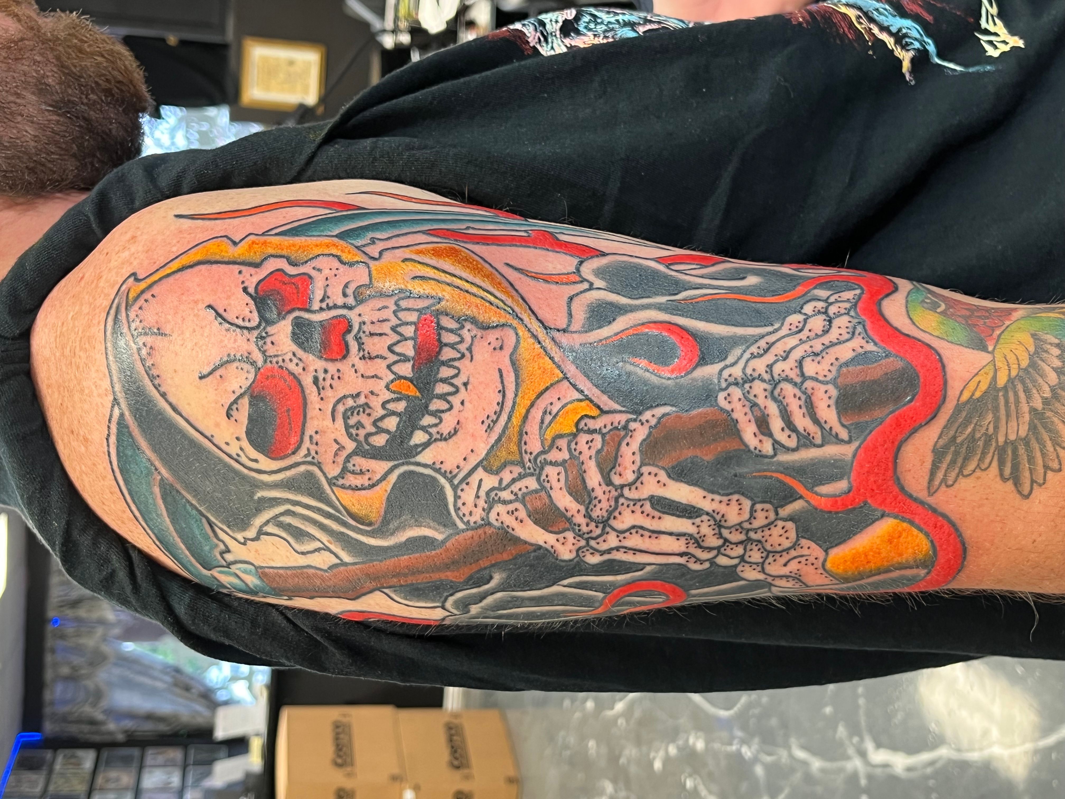 Skull And Gun Grim Reaper Tattoo