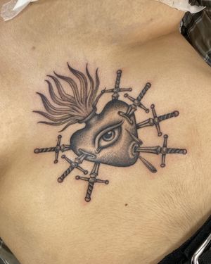 Fineline Black and Grey Sacred Heart by EJ