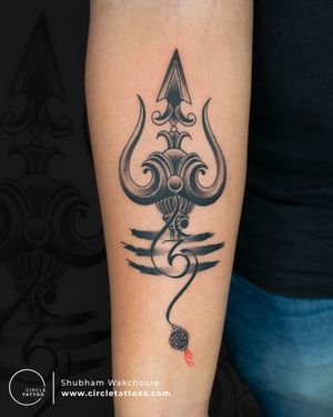 Trishul Tattoo done by Shubham Wakchoure at Circle Tattoo India