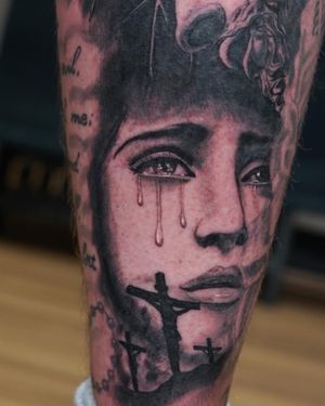 Tattoo uploaded by Brigid Burke • #blackwork #madonnaandchild tattoo. # ...
