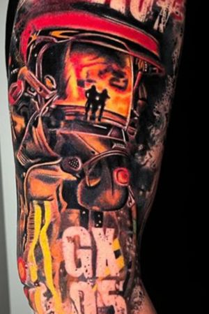 Fireman tattoo,  realised by Kell's from Sion in Switzerland 