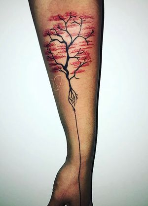 Freehand design of a birth tree with life line. 