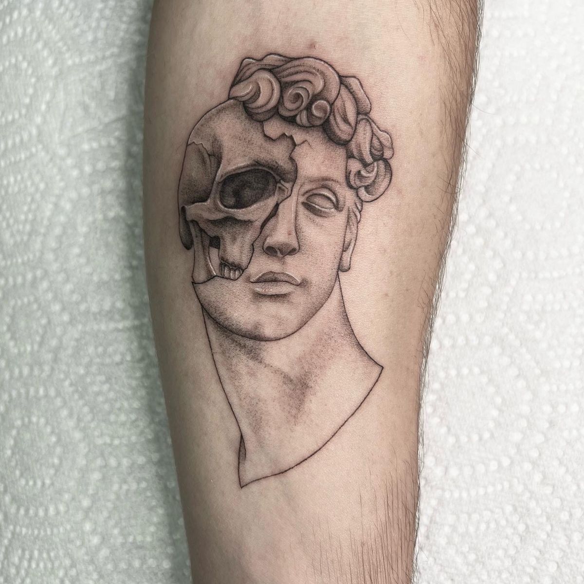 tattoo-uploaded-by-abby-consylman-skull-statue-head-tattoodo