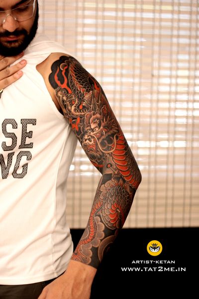 Dragon full sleeve tattoo